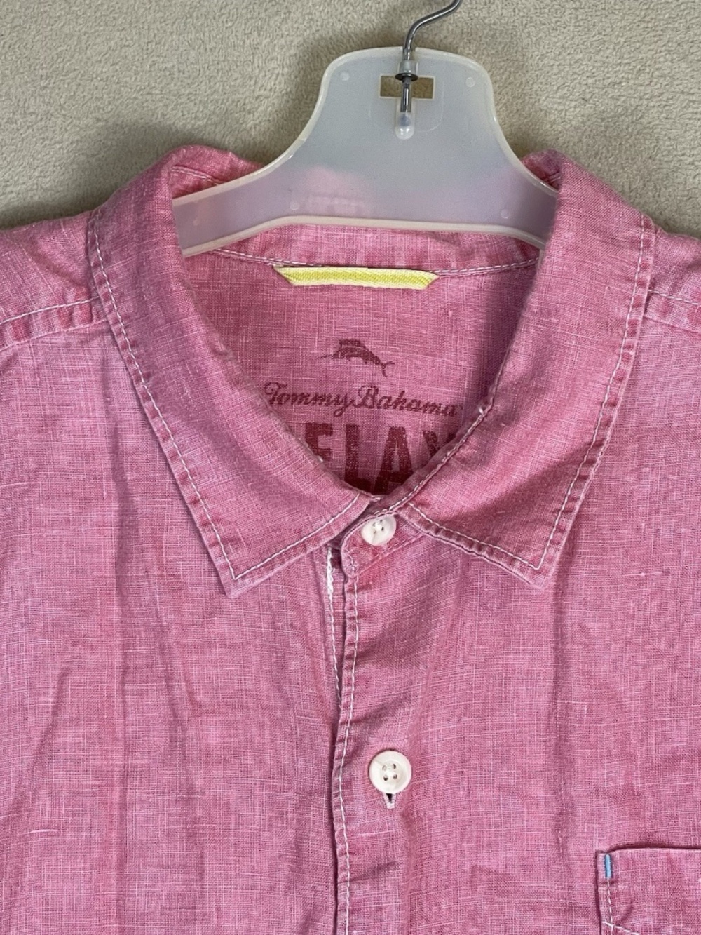 Tommy‎ Bahama Long Sleeve Button Shirt Linen Mens medium Pink